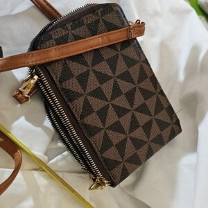 Brown Geometric Crossbody Bag - Unbranded